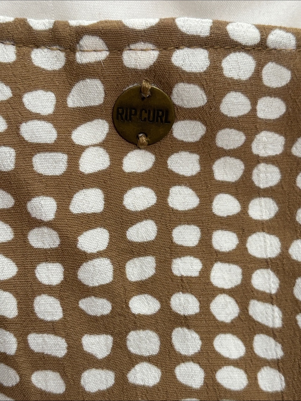 Rip Curl Tan and White Polka Dot Button-Front Dress - Picture 4 of 7